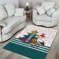 Lithuania Christmas Area Rug with Stork Basket Snowflakes and Traditional Pattern Design - Wonder Print Shop