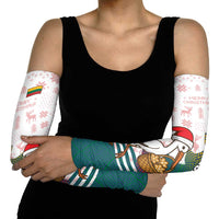 Lithuania Christmas Arm Sleeves with Stork Basket Snowflakes and Traditional Pattern Design - Wonder Print Shop