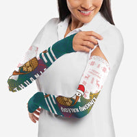 Lithuania Christmas Arm Sleeves with Stork Basket Snowflakes and Traditional Pattern Design - Wonder Print Shop