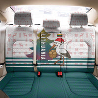 Lithuania Christmas Back Car Seat Cover with Stork Basket Snowflakes and Traditional Pattern Design - Wonder Print Shop