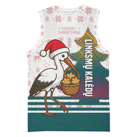 Lithuania Christmas Basketball Jersey with Stork Basket Snowflakes and Traditional Pattern Design - Wonder Print Shop