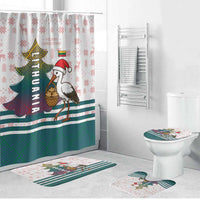 Lithuania Christmas Bathroom Set with Stork Basket Snowflakes and Traditional Pattern Design - Wonder Print Shop