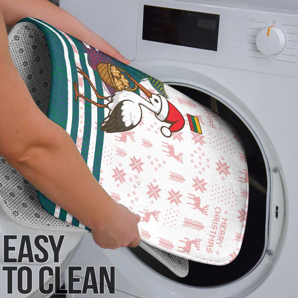 Lithuania Christmas Bathroom Set with Stork Basket Snowflakes and Traditional Pattern Design - Wonder Print Shop