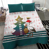 Lithuania Christmas Bedding Set with Stork Basket Snowflakes and Traditional Pattern Design - Wonder Print Shop