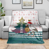 Lithuania Christmas Blanket with Stork Basket Snowflakes and Traditional Pattern Design - Wonder Print Shop