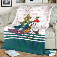 Lithuania Christmas Blanket with Stork Basket Snowflakes and Traditional Pattern Design - Wonder Print Shop