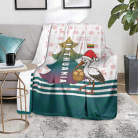 Lithuania Christmas Blanket with Stork Basket Snowflakes and Traditional Pattern Design - Wonder Print Shop