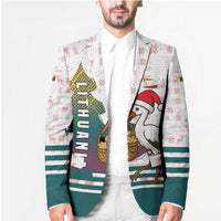 Lithuania Christmas Blazer with Stork Basket Snowflakes and Traditional Pattern Design - Wonder Print Shop