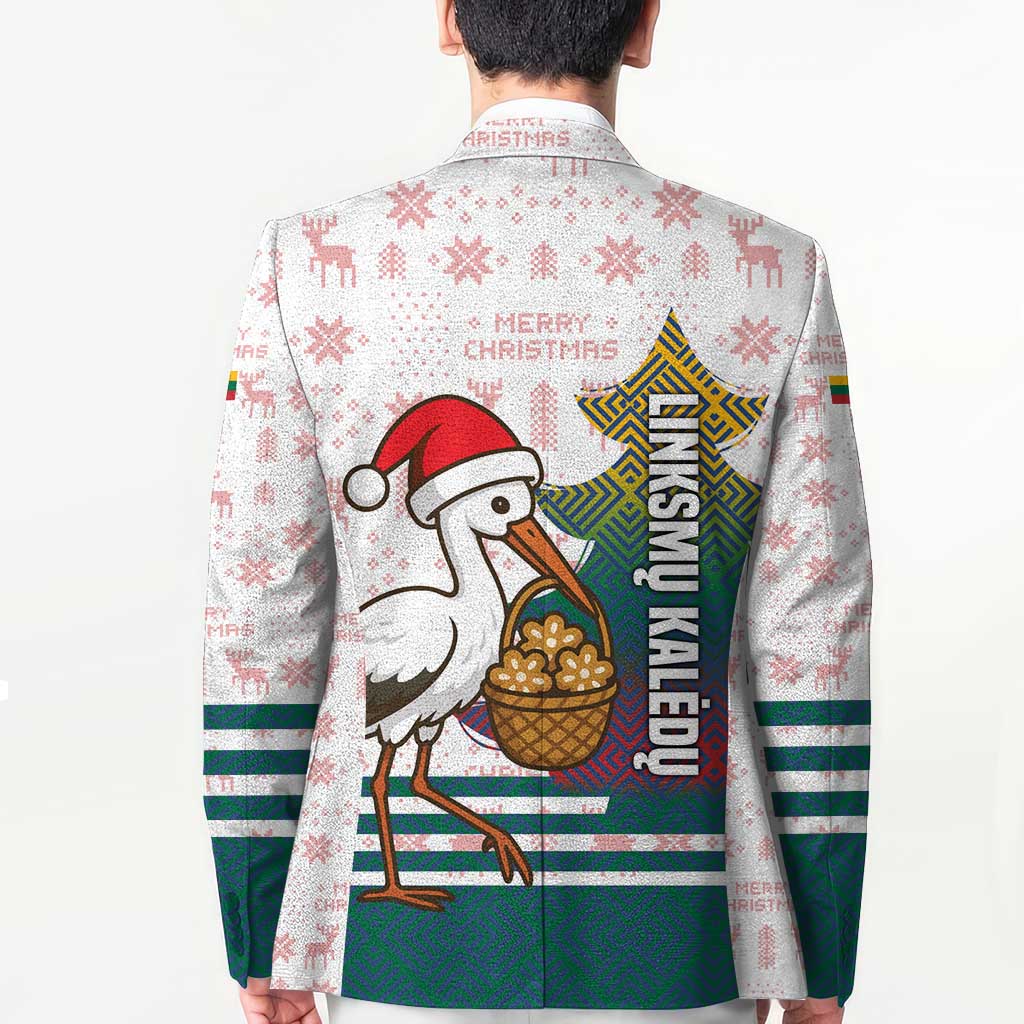 Lithuania Christmas Blazer with Stork Basket Snowflakes and Traditional Pattern Design - Wonder Print Shop
