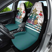Lithuania Christmas Car Seat Cover with Stork Basket Snowflakes and Traditional Pattern Design - Wonder Print Shop