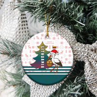 Lithuania Christmas Ceramic Ornament with Stork Basket Snowflakes and Traditional Pattern Design - Wonder Print Shop