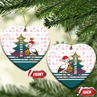 Lithuania Christmas Ceramic Ornament with Stork Basket Snowflakes and Traditional Pattern Design - Wonder Print Shop