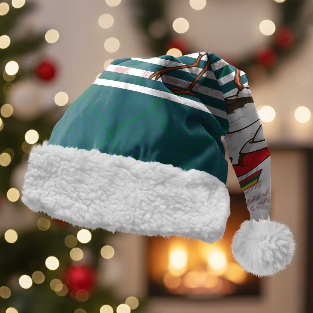 Lithuania Christmas Santa Hat with Stork Basket Snowflakes and Traditional Pattern Design - Wonder Print Shop