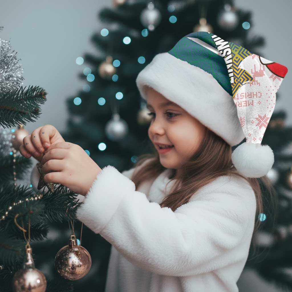 Lithuania Christmas Santa Hat with Stork Basket Snowflakes and Traditional Pattern Design - Wonder Print Shop