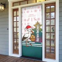 Lithuania Christmas Door Cover with Stork Basket Snowflakes and Traditional Pattern Design - Wonder Print Shop