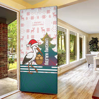 Lithuania Christmas Door Cover with Stork Basket Snowflakes and Traditional Pattern Design - Wonder Print Shop
