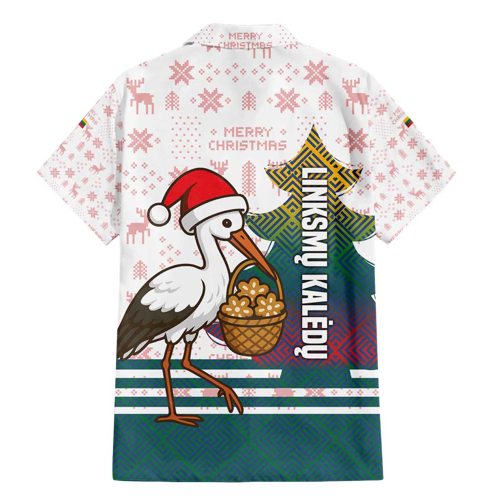 Lithuania Christmas Family Matching Mermaid Dress and Hawaiian Shirt with Stork Basket Snowflakes and Traditional Pattern Design - Wonder Print Shop