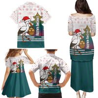 Lithuania Christmas Family Matching Puletasi and Hawaiian Shirt with Stork Basket Snowflakes and Traditional Pattern Design - Wonder Print Shop