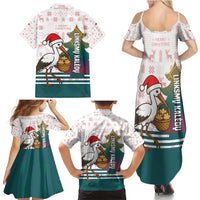 Lithuania Christmas Family Matching Summer Maxi Dress and Hawaiian Shirt with Stork Basket Snowflakes and Traditional Pattern Design - Wonder Print Shop
