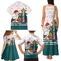 Lithuania Christmas Family Matching Tank Maxi Dress and Hawaiian Shirt with Stork Basket Snowflakes and Traditional Pattern Design - Wonder Print Shop