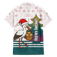 Lithuania Christmas Family Matching Tank Maxi Dress and Hawaiian Shirt with Stork Basket Snowflakes and Traditional Pattern Design - Wonder Print Shop