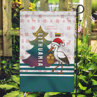 Lithuania Christmas Garden Flag with Stork Basket Snowflakes and Traditional Pattern Design - Wonder Print Shop