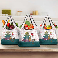 Lithuania Christmas Grocery Bag with Stork Basket Snowflakes and Traditional Pattern Design - Wonder Print Shop