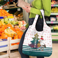 Lithuania Christmas Grocery Bag with Stork Basket Snowflakes and Traditional Pattern Design - Wonder Print Shop