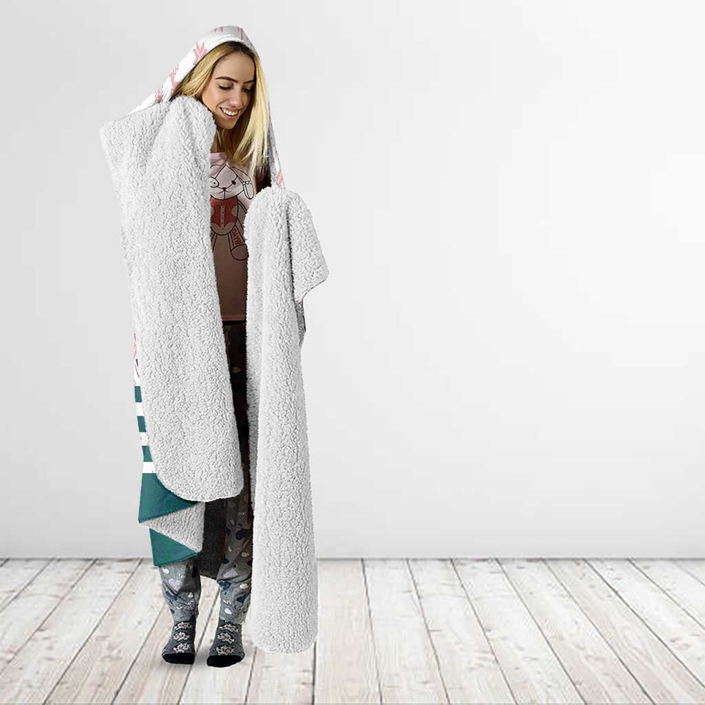 Lithuania Christmas Hooded Blanket with Stork Basket Snowflakes and Traditional Pattern Design - Wonder Print Shop