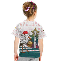 Lithuania Christmas Kid T Shirt with Stork Basket Snowflakes and Traditional Pattern Design - Wonder Print Shop