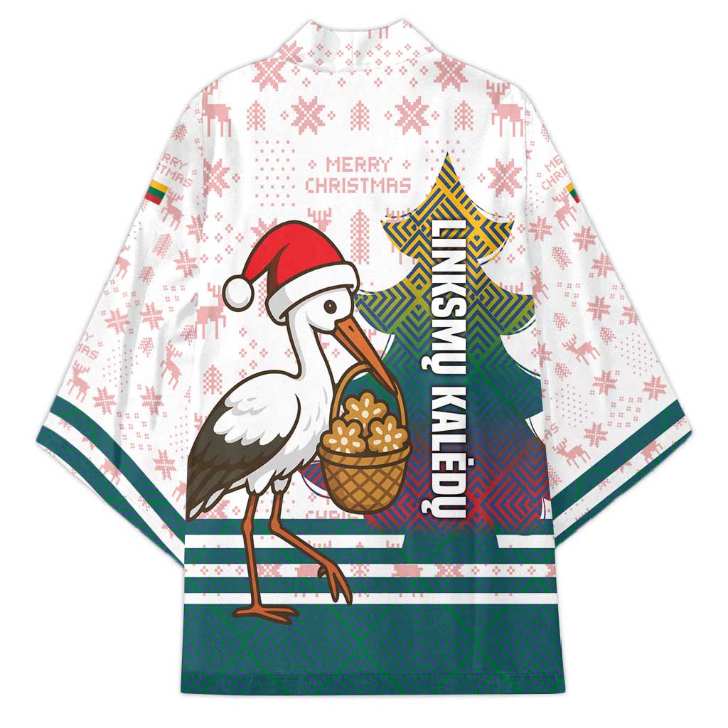 Lithuania Christmas Kimono with Stork Basket Snowflakes and Traditional Pattern Design - Wonder Print Shop