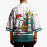 Lithuania Christmas Kimono with Stork Basket Snowflakes and Traditional Pattern Design - Wonder Print Shop