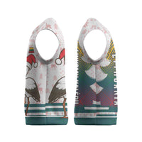 Lithuania Christmas Knitted V-Neck Vest with Stork Basket Snowflakes and Traditional Pattern Design - Wonder Print Shop