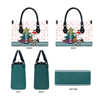 Lithuania Christmas Leather Bag with Stork Basket Snowflakes and Traditional Pattern Design - Wonder Print Shop