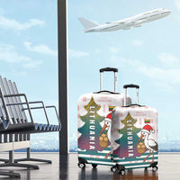Lithuania Christmas Luggage Cover with Stork Basket Snowflakes and Traditional Pattern Design - Wonder Print Shop