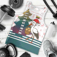 Lithuania Christmas Men Tank Top with Stork Basket Snowflakes and Traditional Pattern Design - Wonder Print Shop