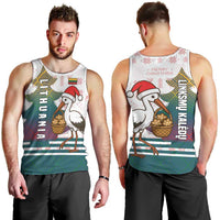 Lithuania Christmas Men Tank Top with Stork Basket Snowflakes and Traditional Pattern Design - Wonder Print Shop