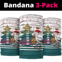 Lithuania Christmas Neck Gaiter with Stork Basket Snowflakes and Traditional Pattern Design - Wonder Print Shop