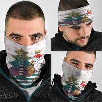 Lithuania Christmas Neck Gaiter with Stork Basket Snowflakes and Traditional Pattern Design - Wonder Print Shop