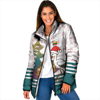 Lithuania Christmas Padded Jacket with Stork Basket Snowflakes and Traditional Pattern Design - Wonder Print Shop