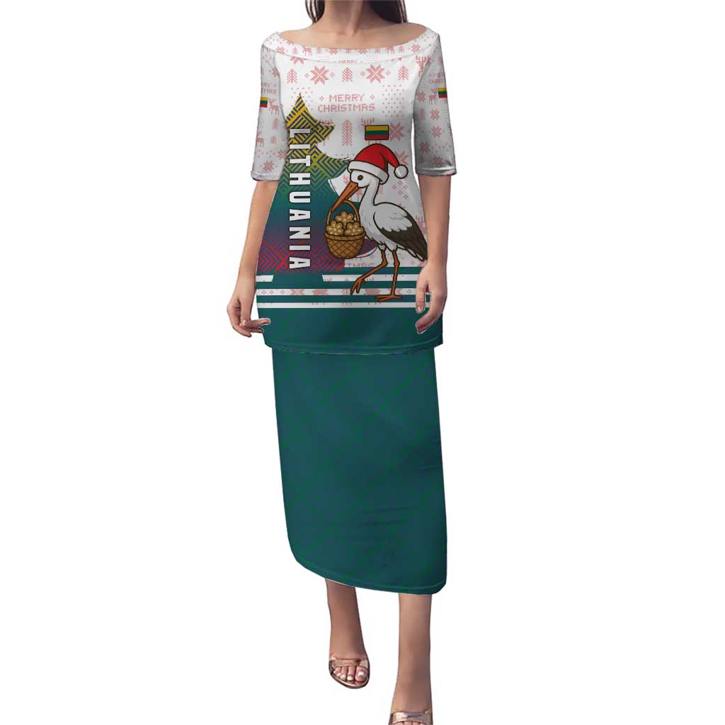 Lithuania Christmas Puletasi with Stork Basket Snowflakes and Traditional Pattern Design - Wonder Print Shop