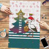 Lithuania Christmas Puzzle with Stork Basket Snowflakes and Traditional Pattern Design - Wonder Print Shop