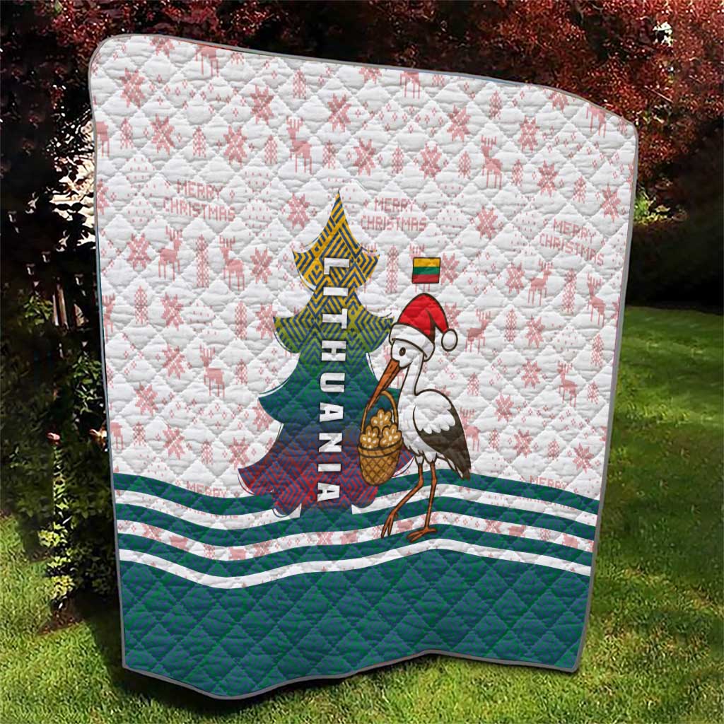 Lithuania Christmas Quilt with Stork Basket Snowflakes and Traditional Pattern Design - Wonder Print Shop