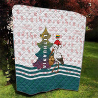 Lithuania Christmas Quilt with Stork Basket Snowflakes and Traditional Pattern Design - Wonder Print Shop