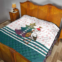 Lithuania Christmas Quilt with Stork Basket Snowflakes and Traditional Pattern Design - Wonder Print Shop