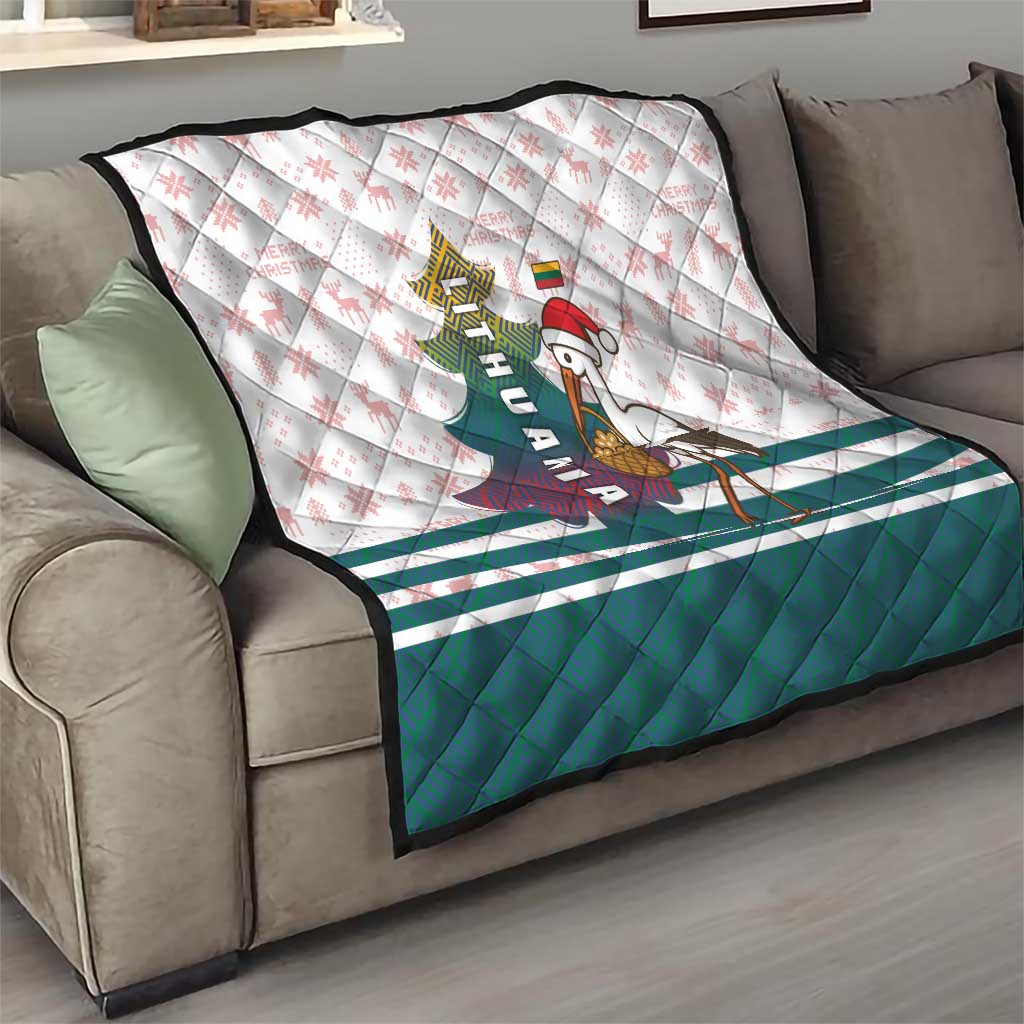 Lithuania Christmas Quilt with Stork Basket Snowflakes and Traditional Pattern Design - Wonder Print Shop