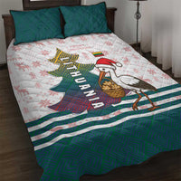 Lithuania Christmas Quilt Bed Set with Stork Basket Snowflakes and Traditional Pattern Design - Wonder Print Shop