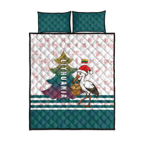 Lithuania Christmas Quilt Bed Set with Stork Basket Snowflakes and Traditional Pattern Design - Wonder Print Shop