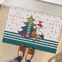 Lithuania Christmas Rubber Doormat with Stork Basket Snowflakes and Traditional Pattern Design - Wonder Print Shop
