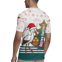 Lithuania Christmas Rugby Jersey with Stork Basket Snowflakes and Traditional Pattern Design - Wonder Print Shop
